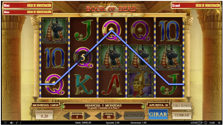Pantallazo Book of Dead Slot Betsson